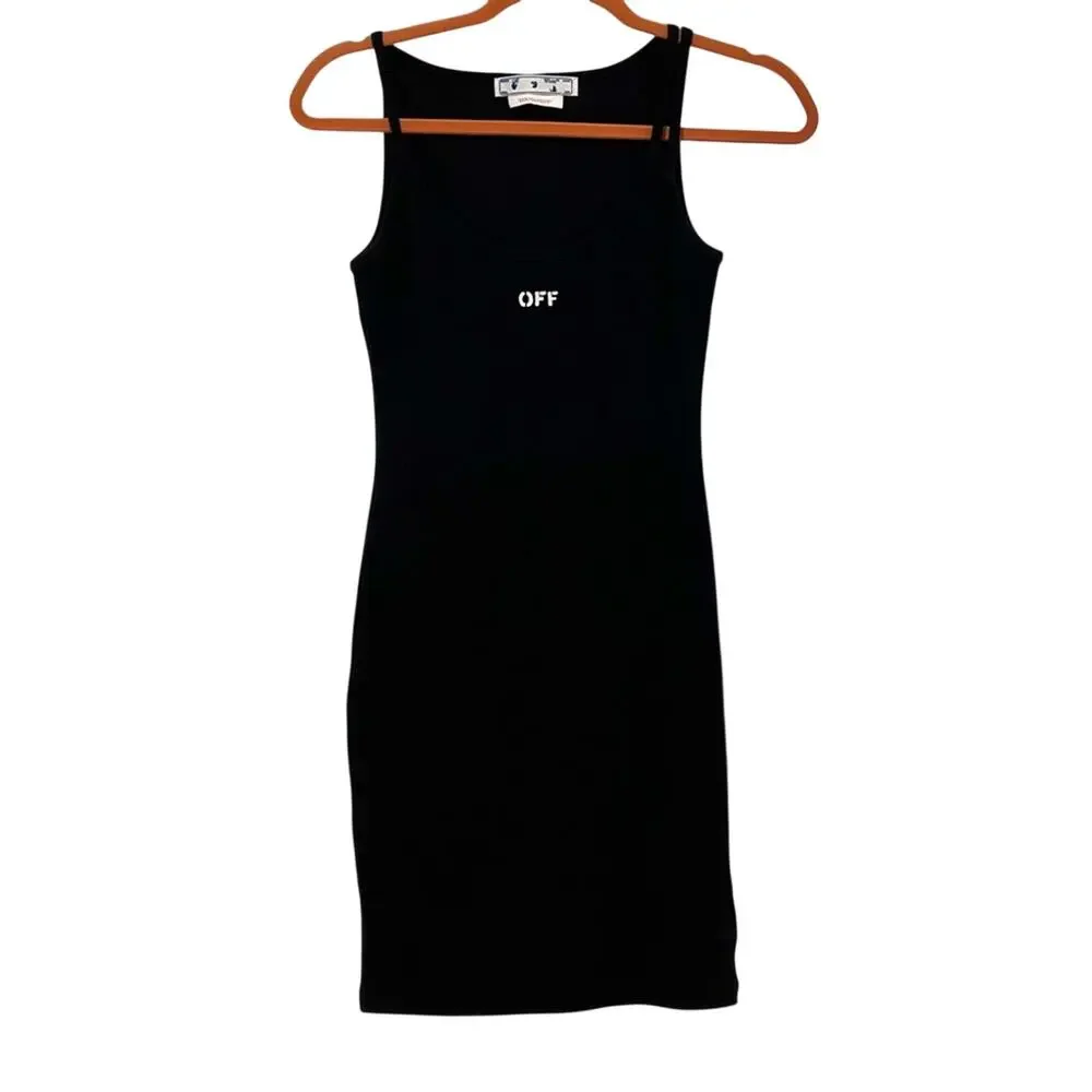 NWT NEW Off White Women Off White Stamp Rib Basic Tank Dress